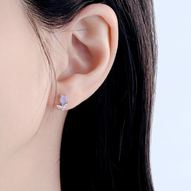 CENTURY&KINDLE 999 Fine Silver Stud Earrings Women's-2