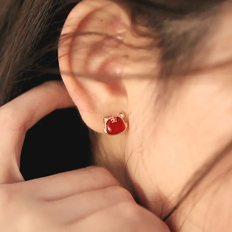 CENTURY&KINDLE Agate Stud Earrings Women's-3