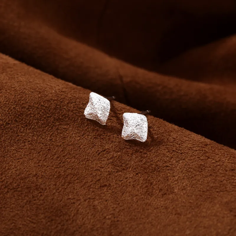 CENTURY&KINDLE 999 Fine Silver Stud Earrings Unisex-1