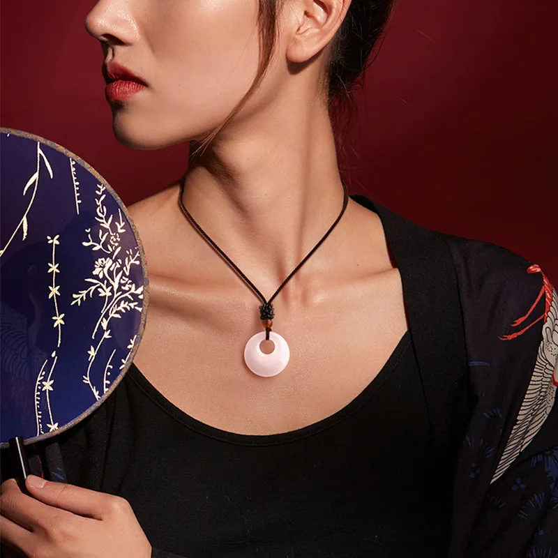 CENTURY&KINDLE Golden Silk Jade Necklaces Unisex-1