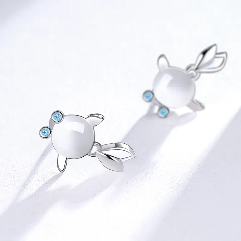 CENTURY&KINDLE Glass Cat Eye Stud Earrings Women's-3