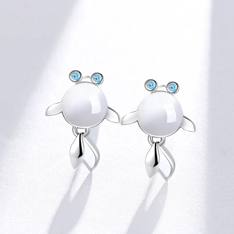 CENTURY&KINDLE Glass Cat Eye Stud Earrings Women's-5