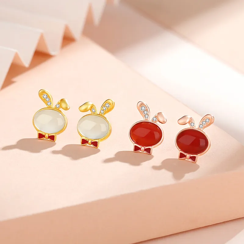 CENTURY&KINDLE Agate Stud Earrings Women's-2