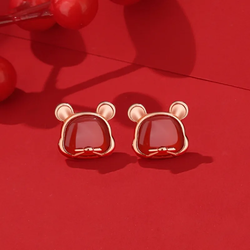 CENTURY&KINDLE Agate Stud Earrings Women's-2