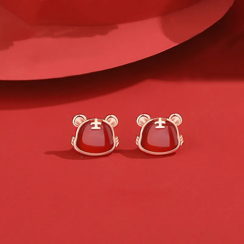 CENTURY&KINDLE Agate Stud Earrings Women's-1