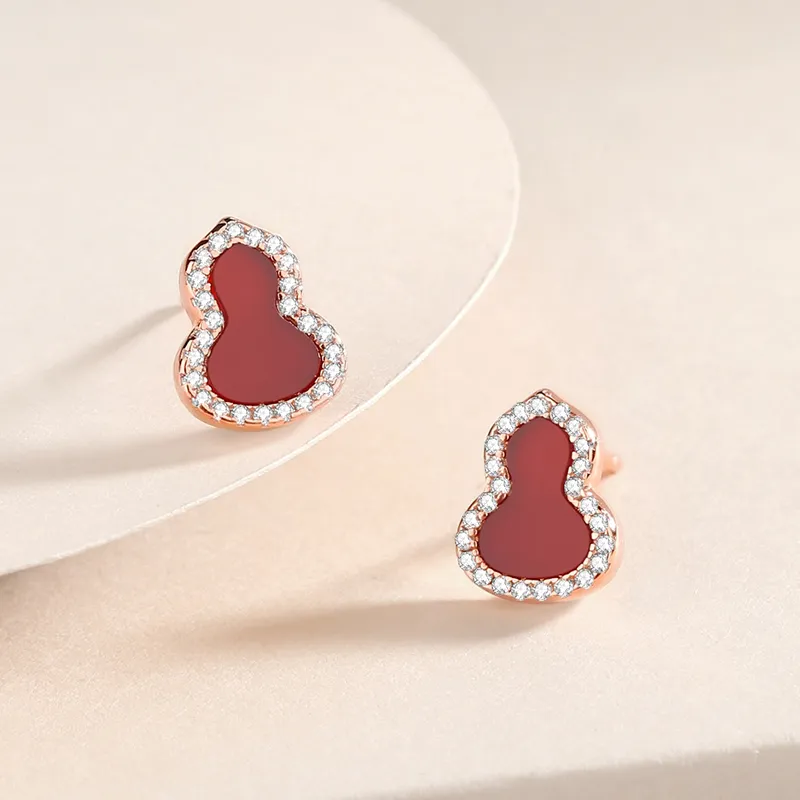 CENTURY&KINDLE Agate Stud Earrings Women's-2