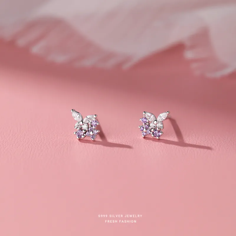 CENTURY&KINDLE 999 Fine Silver Stud Earrings Women's-1