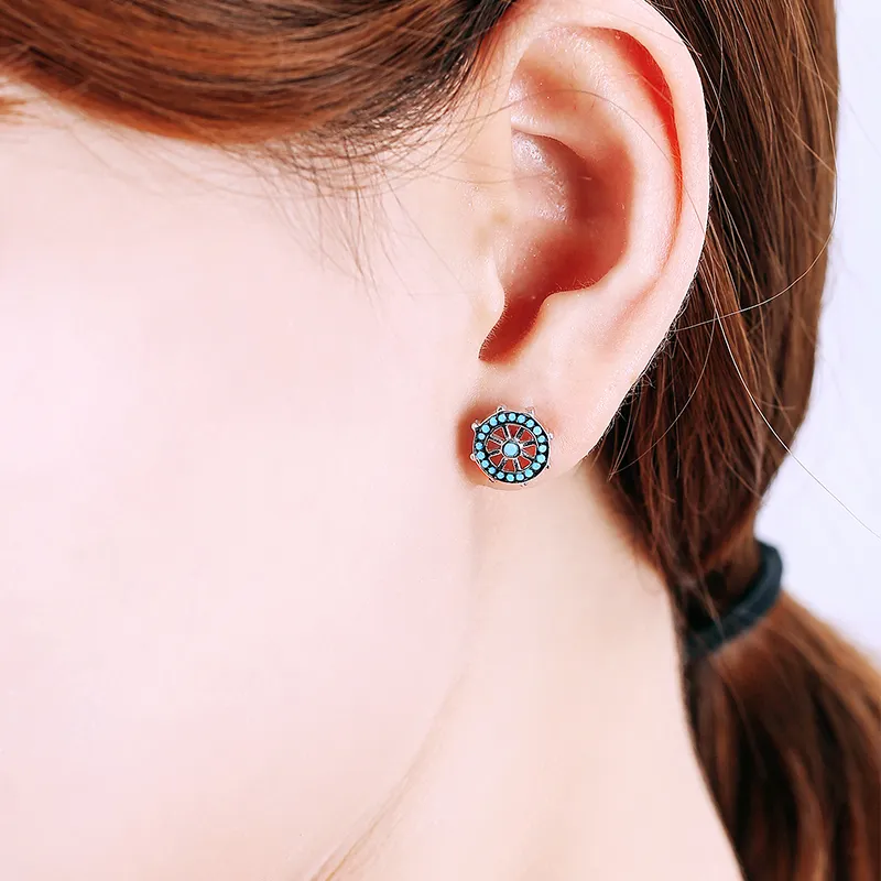 CENTURY&KINDLE S925 Silver Stud Earrings Women's-3