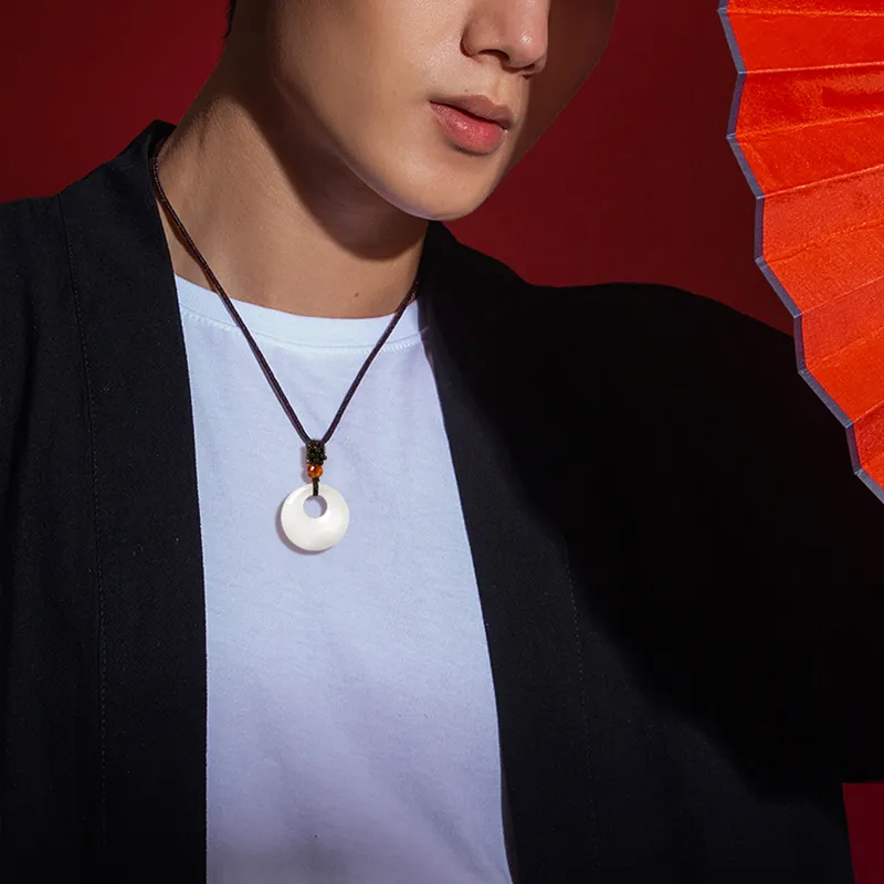 CENTURY&KINDLE Golden Silk Jade Necklaces Unisex-3
