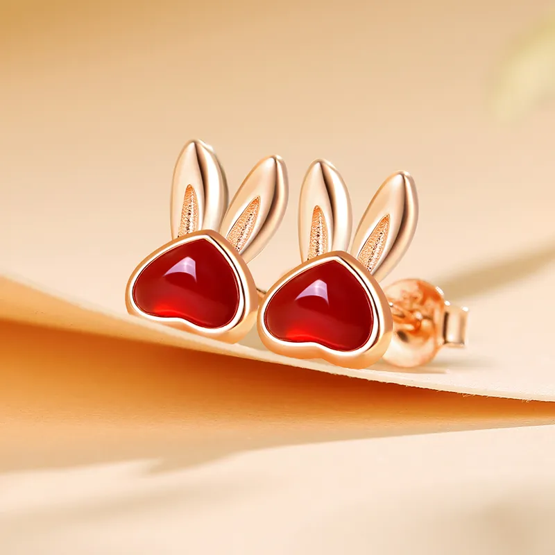 CENTURY&KINDLE Agate Stud Earrings Women's-2