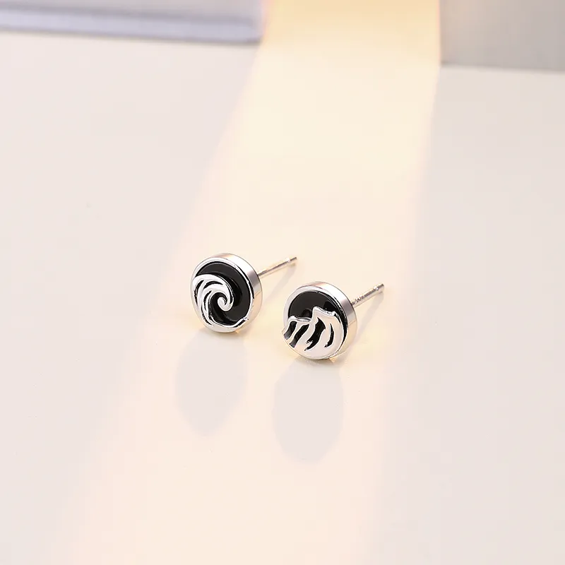 CENTURY&KINDLE Obsidian Stud Earrings Unisex-1