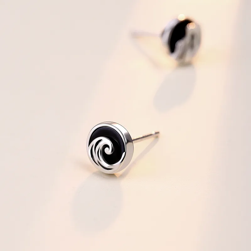 CENTURY&KINDLE Obsidian Stud Earrings Unisex-3