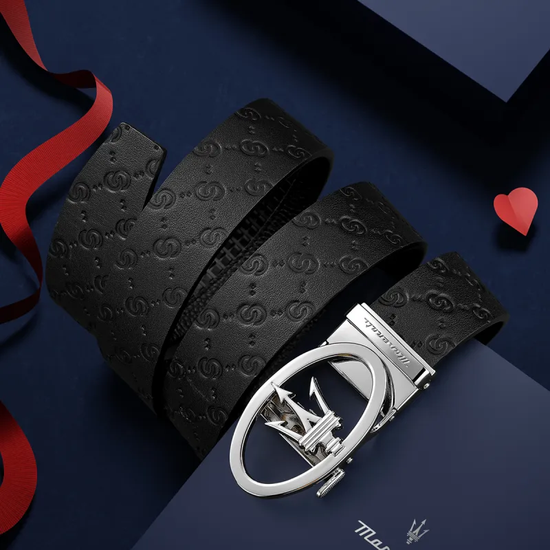 Maserati Cow Leather Belt Men's Width 3.5cm-7