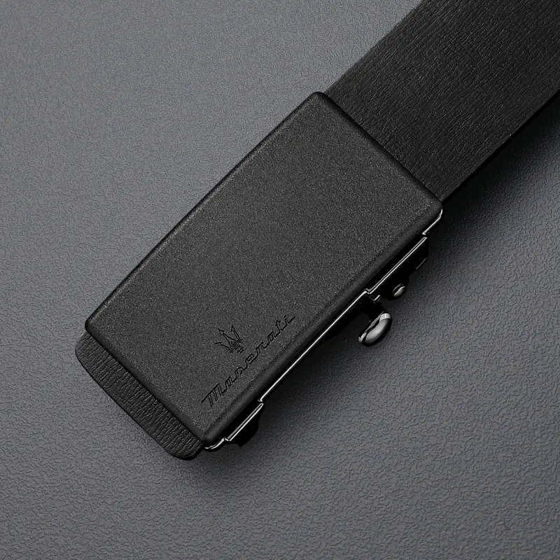 Maserati Cow Split Leather Belts Men's Black Width 3.4cm-4