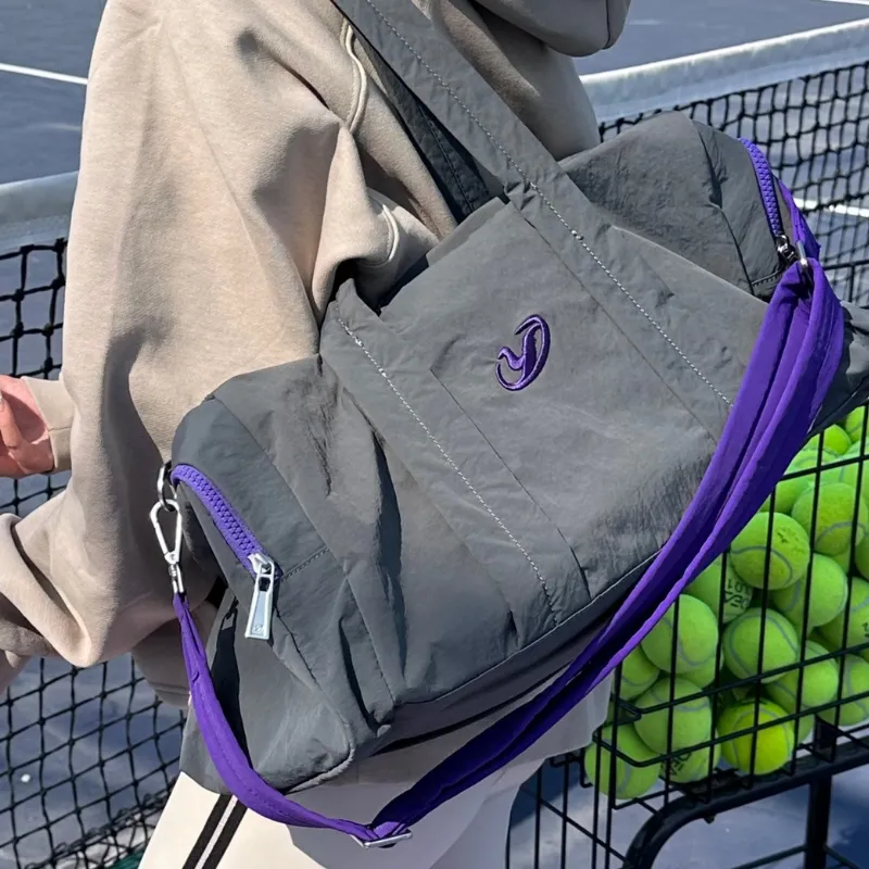 YOOLO Three proof Fabric Shoulder Bag Crossbody Bag Handbag Gym Bags Large Size Women's Gray Purple-1
