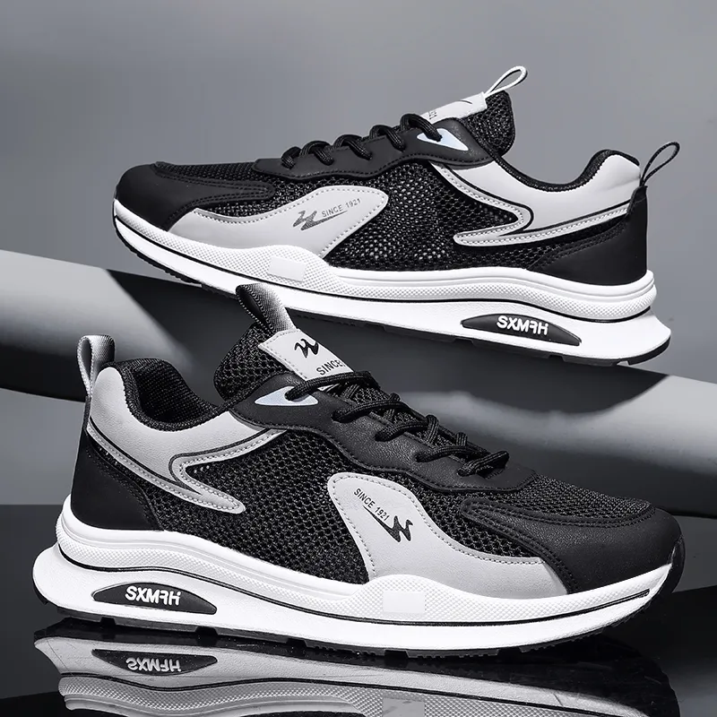DOUBLE STAR 88 Breathable And Slip Resistant Low Top Casual Shoes Men's Black Gray-2