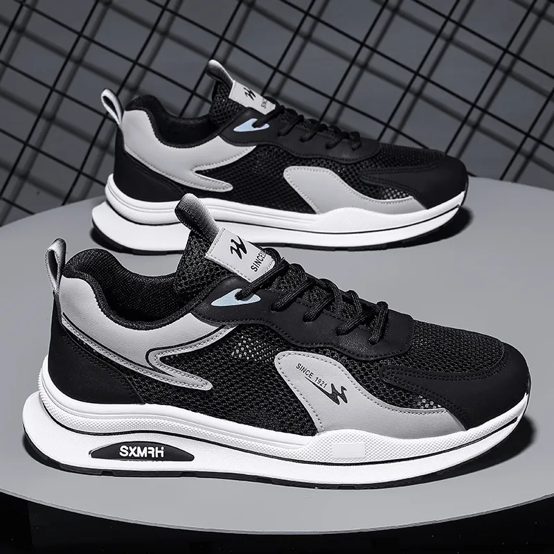 DOUBLE STAR 88 Breathable And Slip Resistant Low Top Casual Shoes Men's Black Gray-4