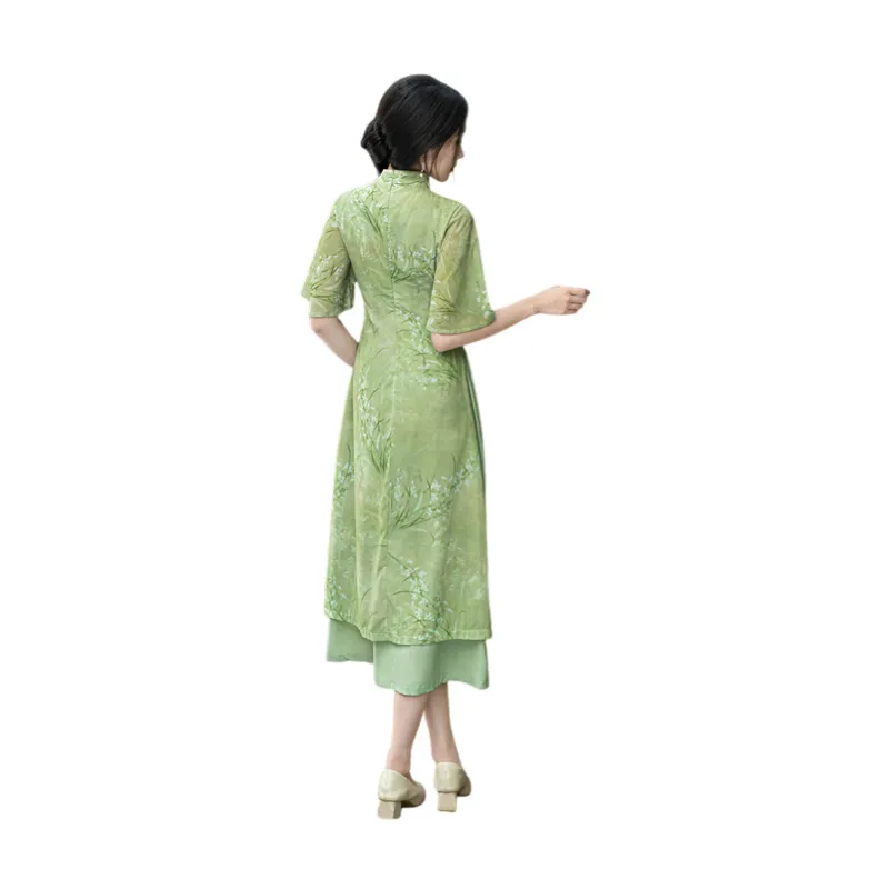 HUICUIGE Cheongsams Women's Green-2