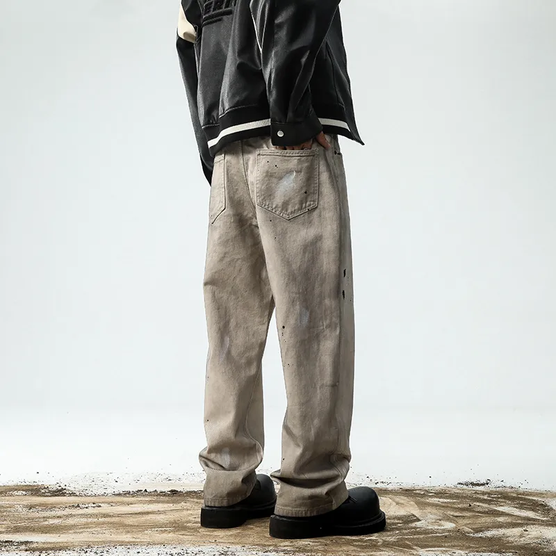 ZENGZHI Jeans Unisex Dirty White-4
