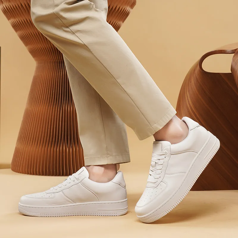 Ritai Anti Slip Wear Resistant Low Top Skateboard Shoes Men's White-5