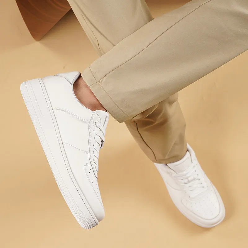 Ritai Anti Slip Wear Resistant Low Top Skateboard Shoes Men's White-7