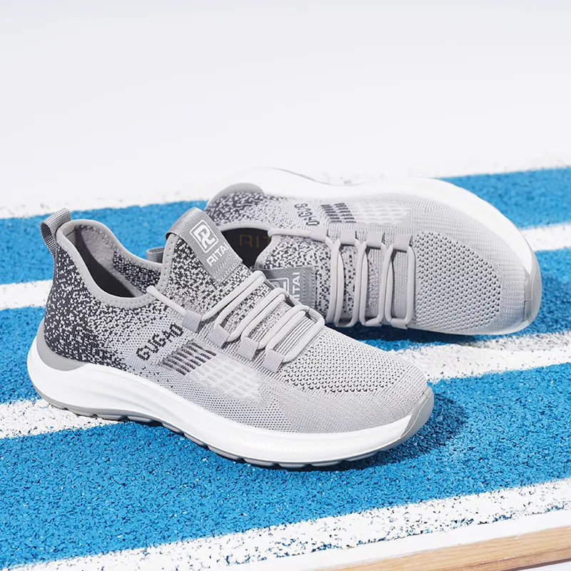 Ritai Anti Slip Wear Resistant Low Top Casual Shoes Men's Gray-6