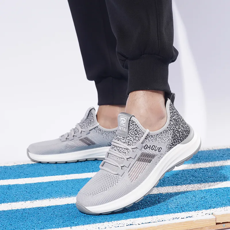 Ritai Anti Slip Wear Resistant Low Top Casual Shoes Men's Gray-2