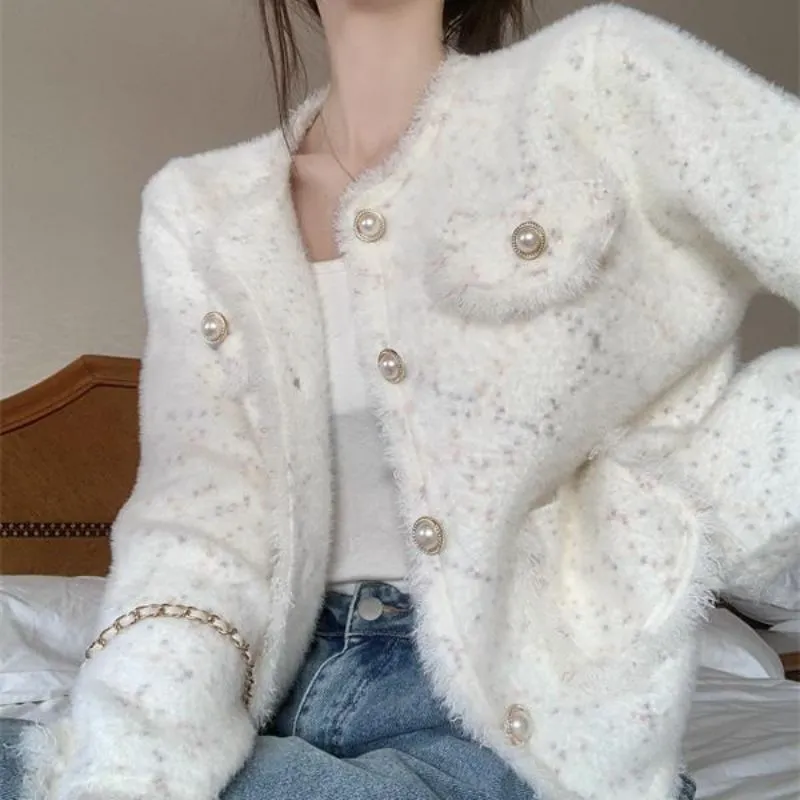 PAIN OR PLEASURE Cropped Coats Women's White-2