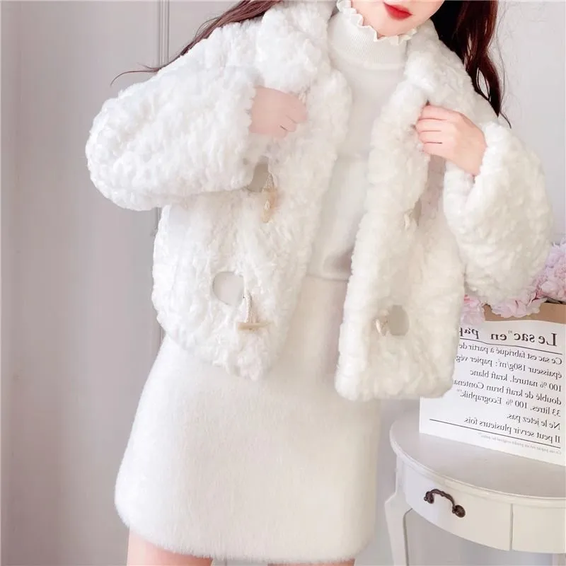 PAIN OR PLEASURE Cropped Coats Women's Ecru-3
