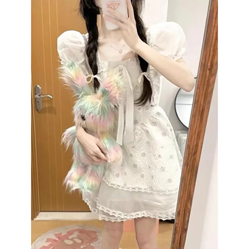 PAIN OR PLEASURE Short Sleeved Dresses Women's White-2