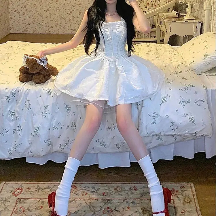 PAIN OR PLEASURE Slip Dresses Women's White-6