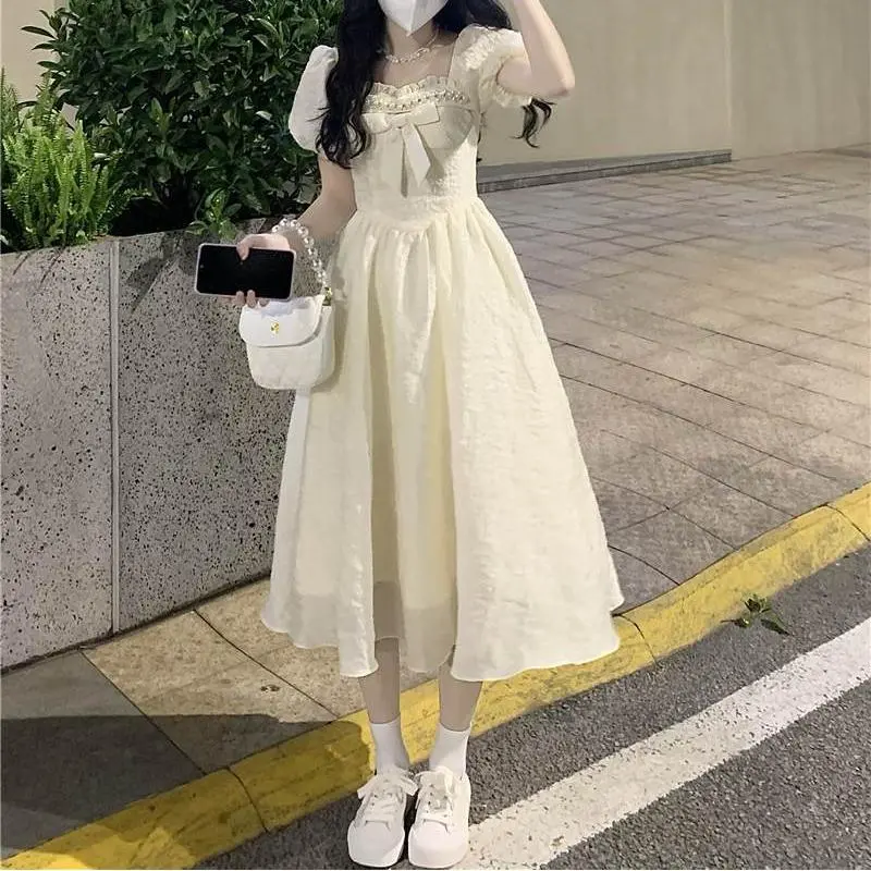 PAIN OR PLEASURE Short Sleeved Dresses Women's Apricot-3