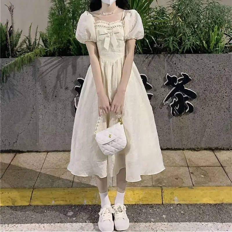 PAIN OR PLEASURE Short Sleeved Dresses Women's Apricot-4