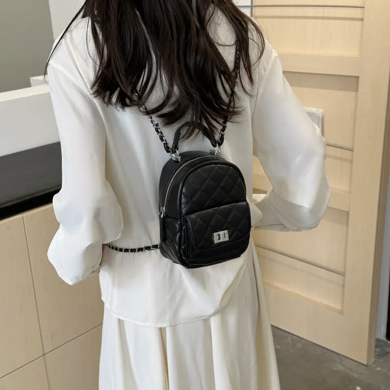 BLAKE FLEETO Pu Versatile Backpack Small Bag Regular Women's Silver/Black/Pink-6