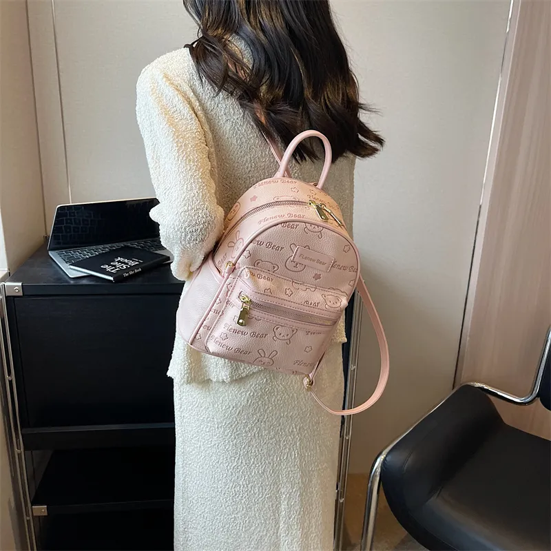 BLAKE FLEETO PU Backpack Women's Ecru/Black/Pink-16