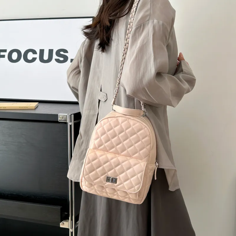 BLAKE FLEETO Pu Versatile Backpack Small Bag Regular Women's Silver/Black/Pink-28