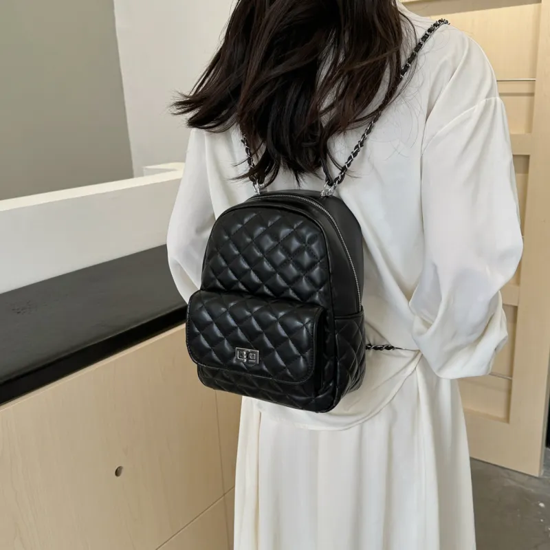 BLAKE FLEETO Pu Versatile Backpack Small Bag Regular Women's Silver/Black/Pink-21