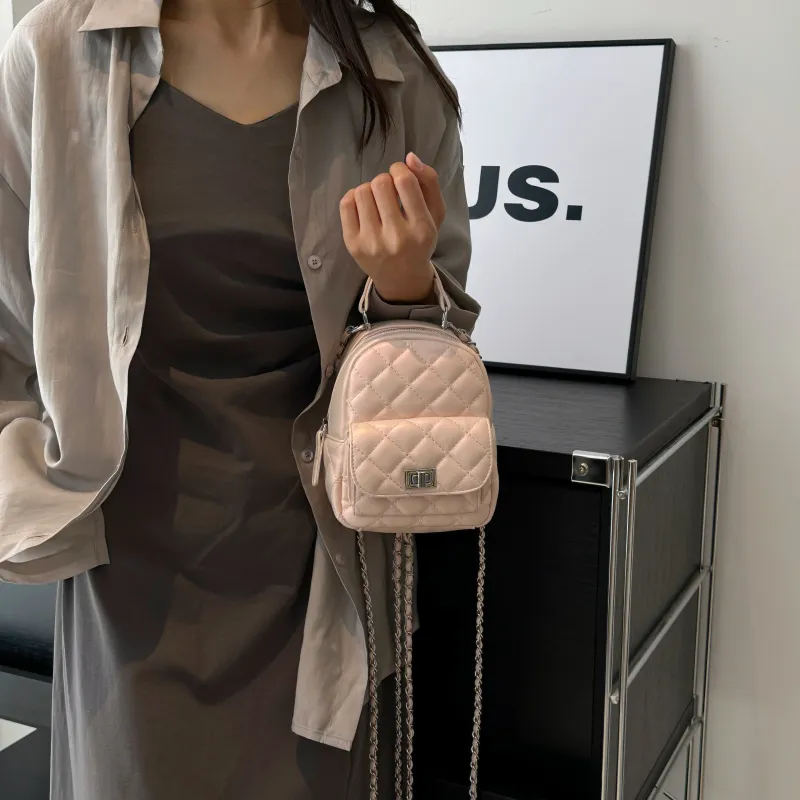 BLAKE FLEETO Pu Versatile Backpack Small Bag Regular Women's Silver/Black/Pink-13