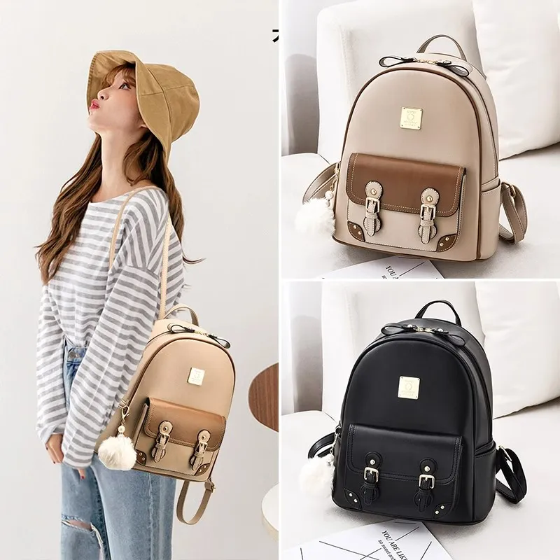 BLAKE FLEETO PVC Polyvinyl Chloride Backpack Women's Black/Khaki-6
