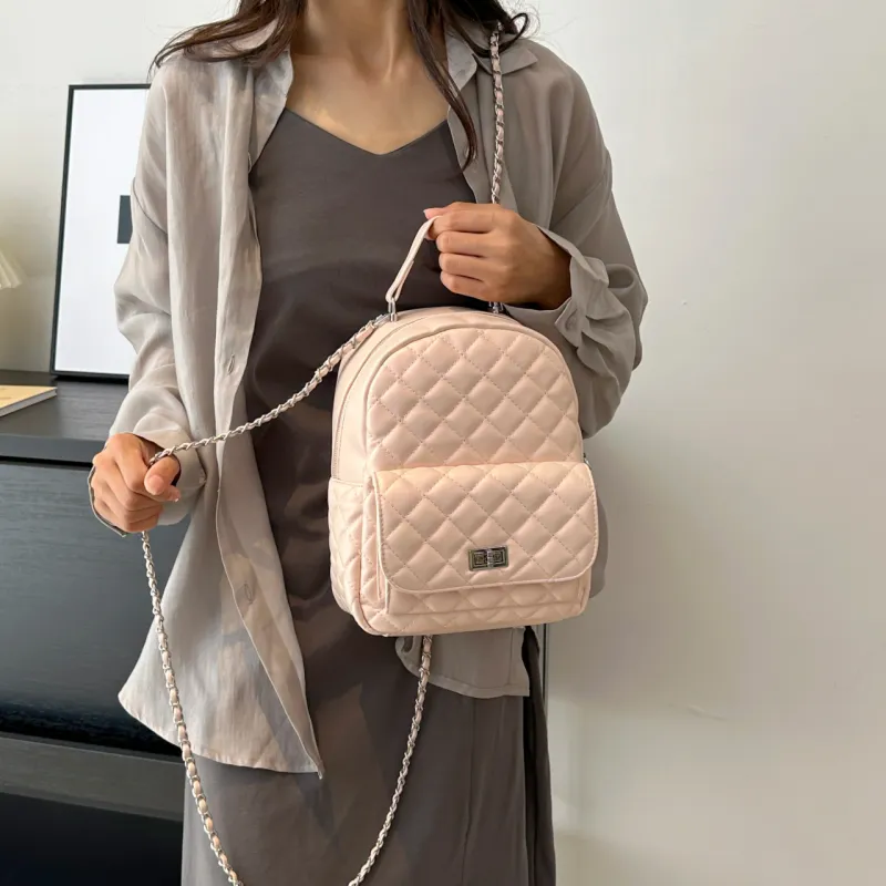 BLAKE FLEETO Pu Versatile Backpack Small Bag Regular Women's Silver/Black/Pink-27