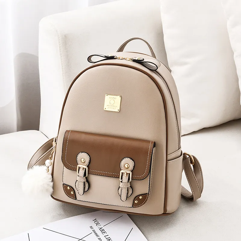 BLAKE FLEETO PVC Polyvinyl Chloride Backpack Women's Black/Khaki-5