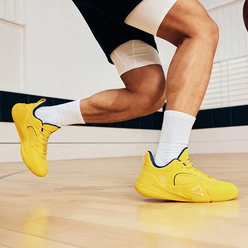PEAK Sharp Marks Basketball Shoes Men Low Top Yellow-6