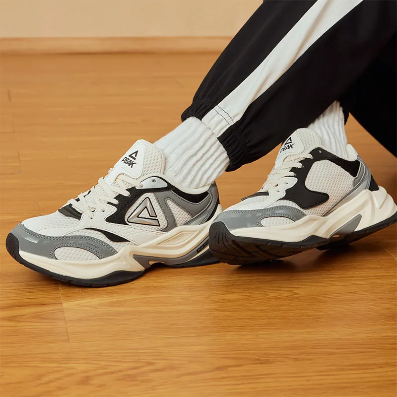 PEAK Taichi Source Return 2.0 Cushioning Lightweight Height Increasing Rebound Low Top Casual Shoes Women's Ecru Black-9