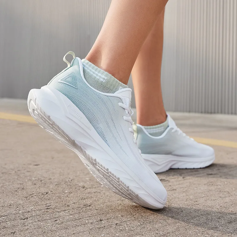 PEAK Cushioning Abrasion Resistant Breathable Slip Resistant Low Top Running Shoes Women's Large White Sprout Green-6