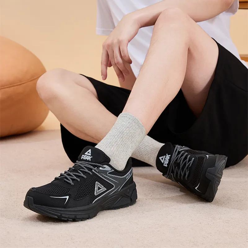 PEAK Shock Absorbers Slip Resistant, Abrasion Resistant, Breathable Low Top Running Shoes Men's Black Dove Gray-7