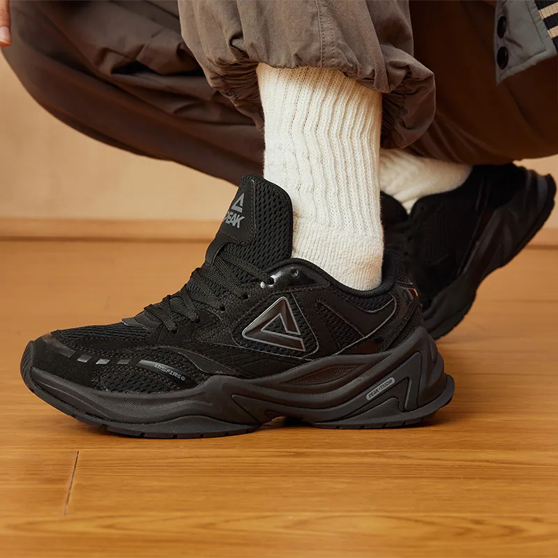 PEAK Taichi Source Return 2.0 Cushioned Wear Resistant Lightweight Low Top Chunky Sneakers Men's Black-5