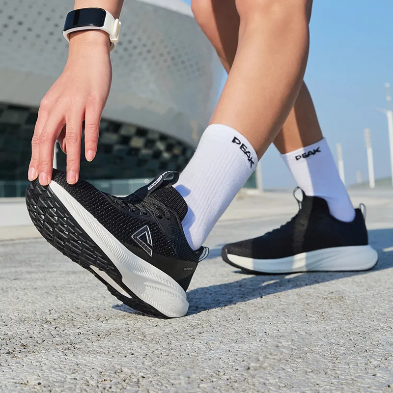 PEAK State Pole Anti Slip And Wear Resistant Breathable Low Top Casual Running Shoes Unisex Black Milky White-7