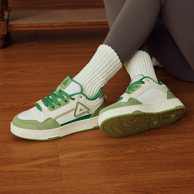 PEAK State Pole Pictorial Skateboard Shoes Women's Low Top Green White-6
