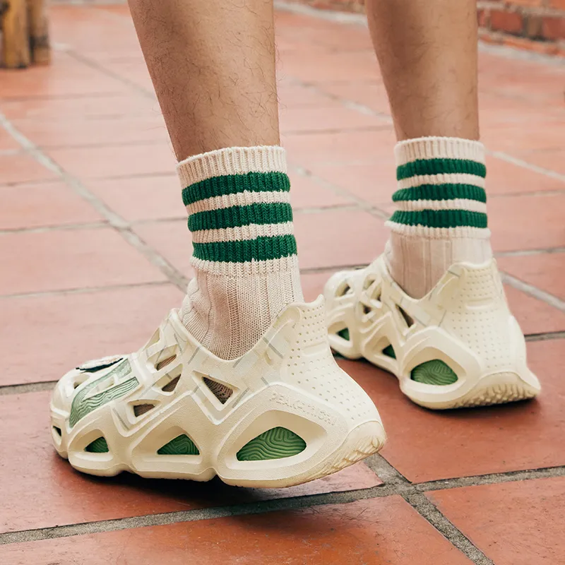 PEAK Taichi Clogs, 'Come For A Tea Break,' Easy On & Off Shoes With Fun Charm Buckle Clogs Men's-7