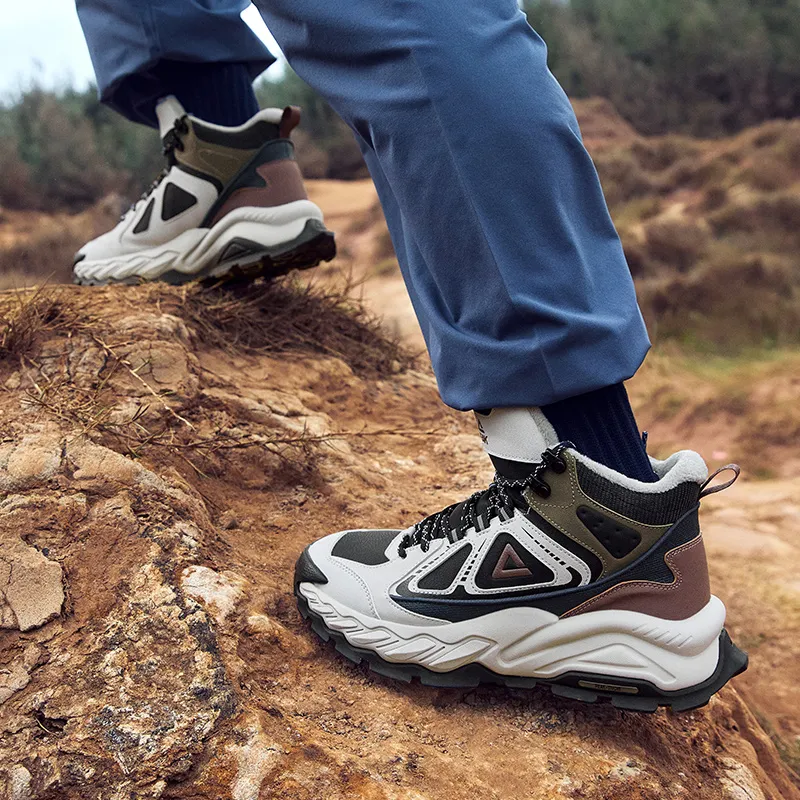PEAK Cushioned Slip Resistant Rebound Mid Top Outdoor Shoes Men's Gray Black-7